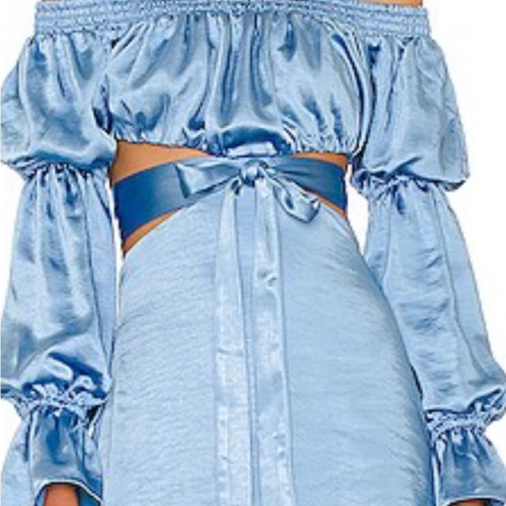 House of Harlow 1960 Satin Blue Ensemble Revolve